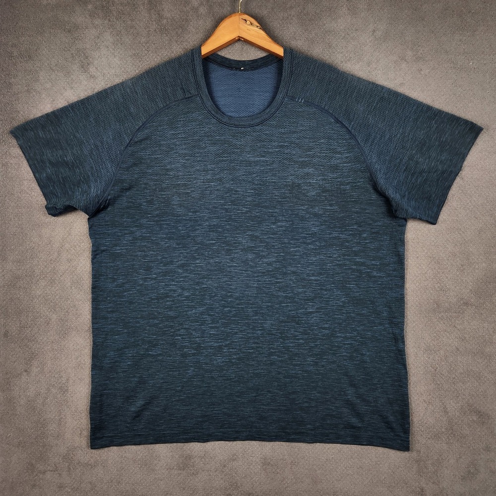 Lululemon Metal Vent Tech Shirt Mens XXL Navy Blue Heathered Short Sleeve